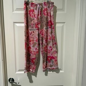 Whispers- Floral Pink/Tan Pajama Medium bottoms Note- see other post